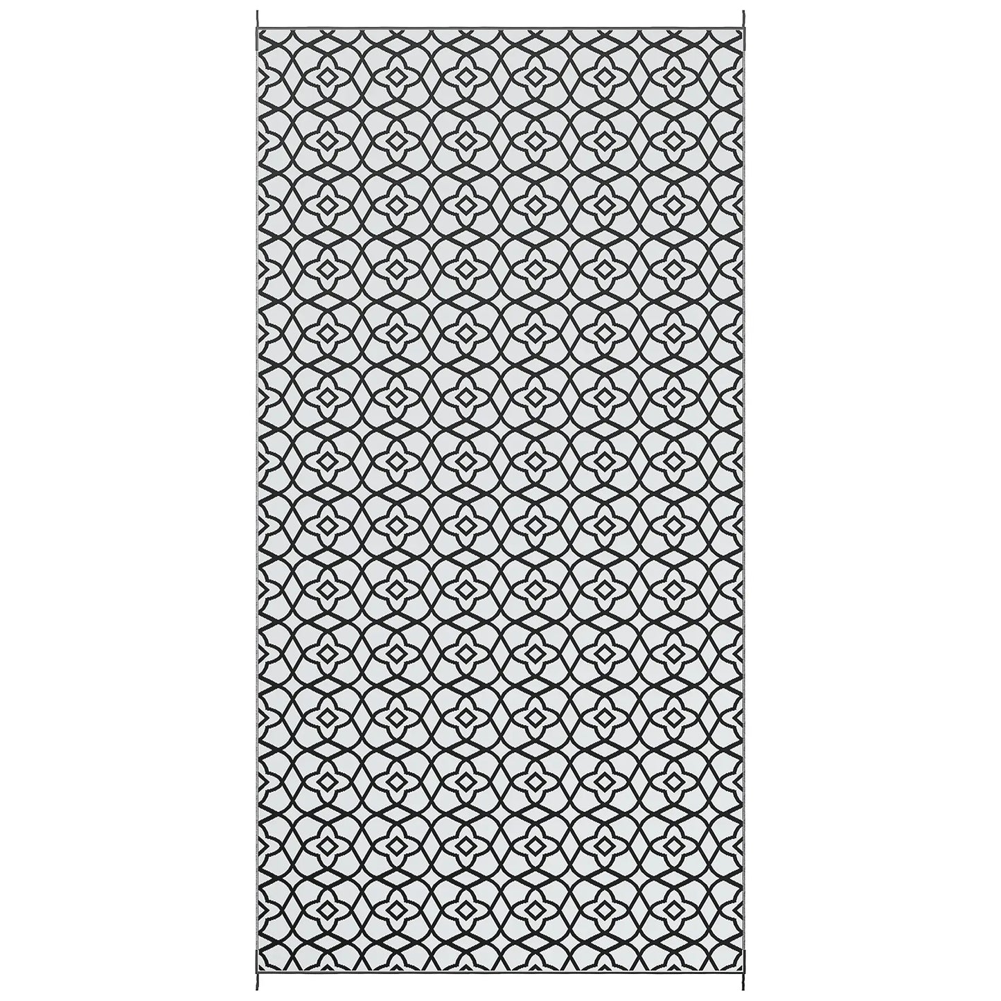 Reversible Outdoor Rug, Waterproof, 9' x 18', Clover, Black and White Outdoor Reversible Rugs Options at Gallery Canada