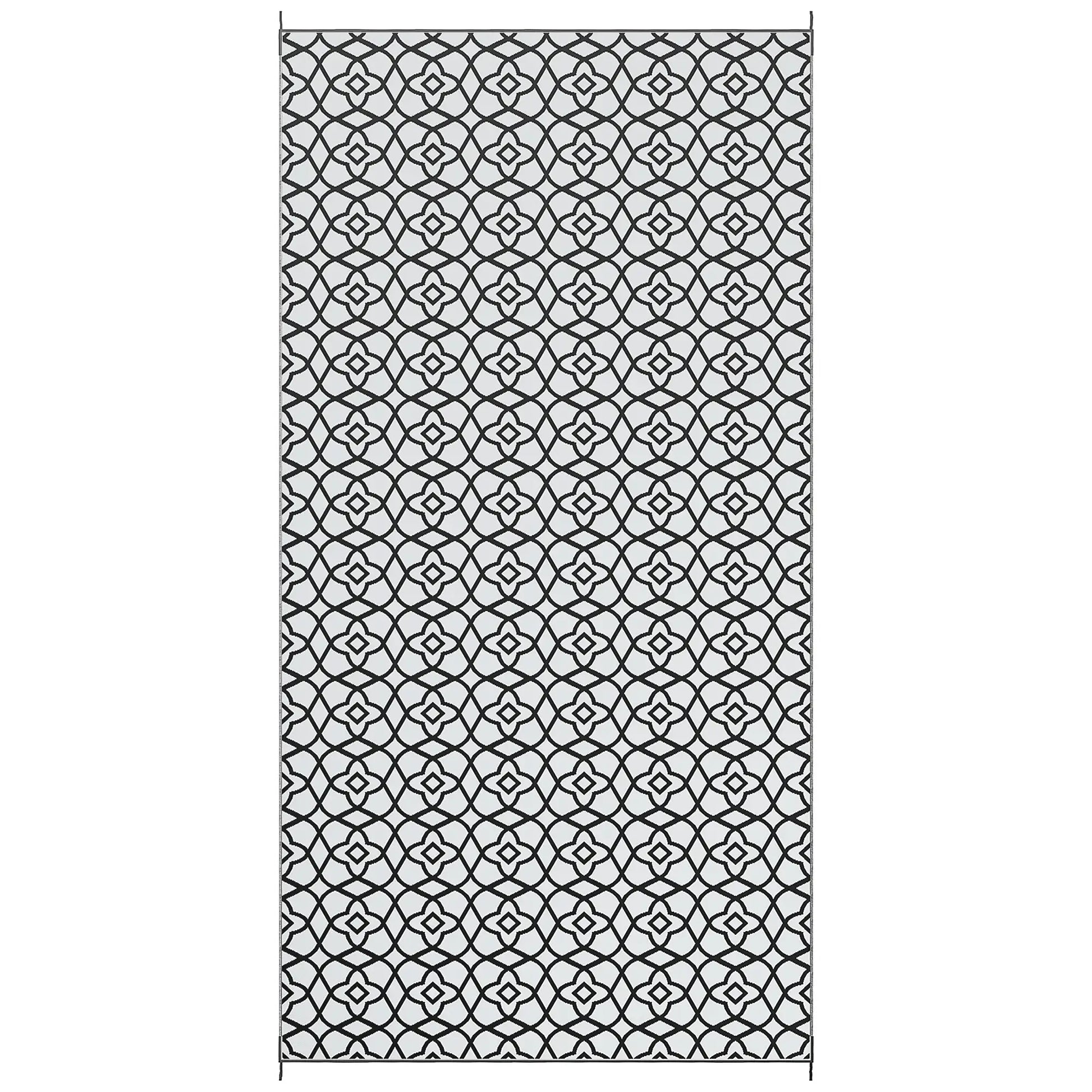 Reversible Outdoor Rug, Waterproof, 9' x 18', Clover, Black and White Outdoor Reversible Rugs Options at Gallery Canada