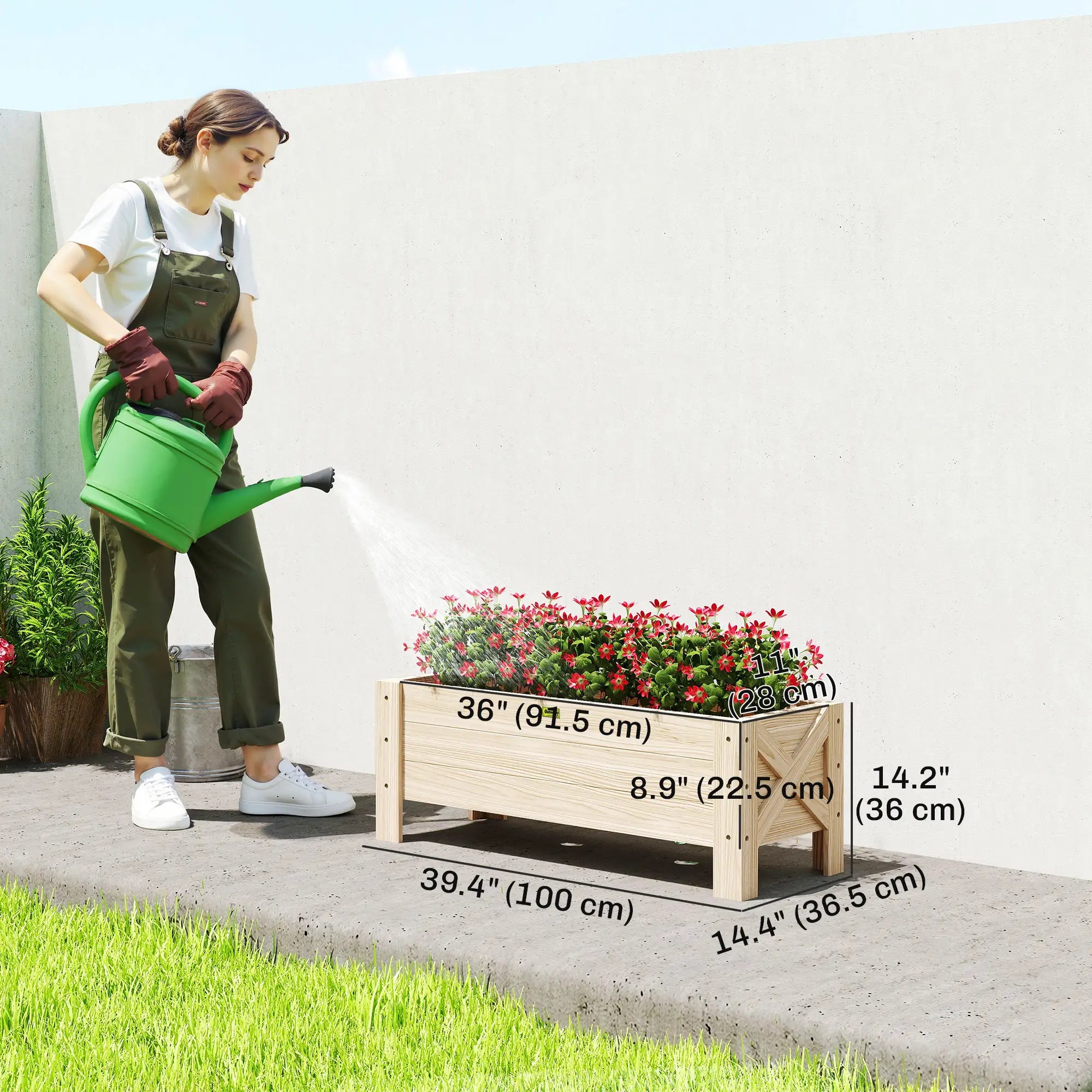 3.3 x 1.2 x 1.2 ft Raised Garden Bed Planter, Natural Wooden Planter Boxes at Gallery Canada