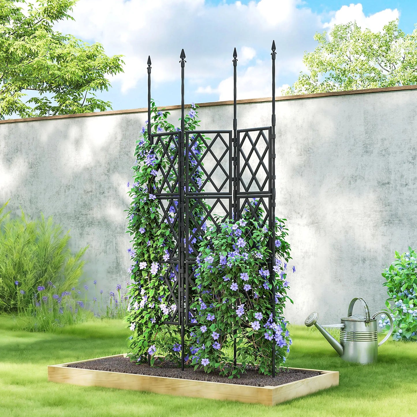 Foldable Garden Trellis, 33.5 x 77.6 Inch, Lattice Climbing Support, Black Plant Stands at Gallery Canada