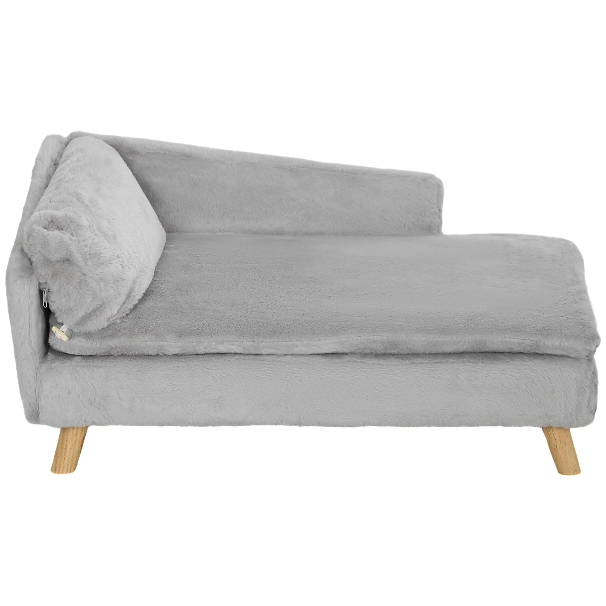 Dog Sofa Bed for Medium Pets, Removable Washable Cover, Light Grey Dog Sofas Light Grey, Natural Wood at Gallery Canada