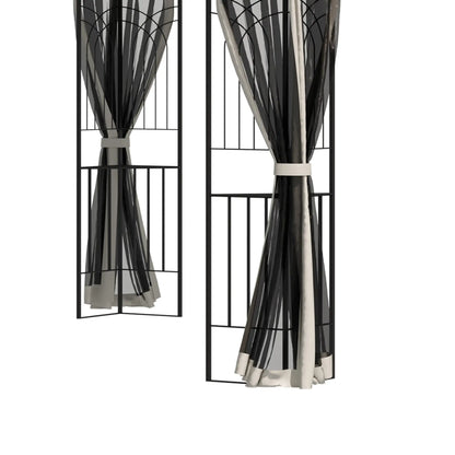 10'x10' Soft-Top Gazebo, Double Tier Roof, Mesh Curtains, Beige Gazebos at Gallery Canada