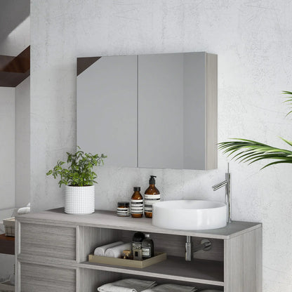 Wall-Mounted Bathroom Mirror Cabinet, Double Doors, Adjustable Shelf, Grey Mirror Medicine Cabinets at Gallery Canada