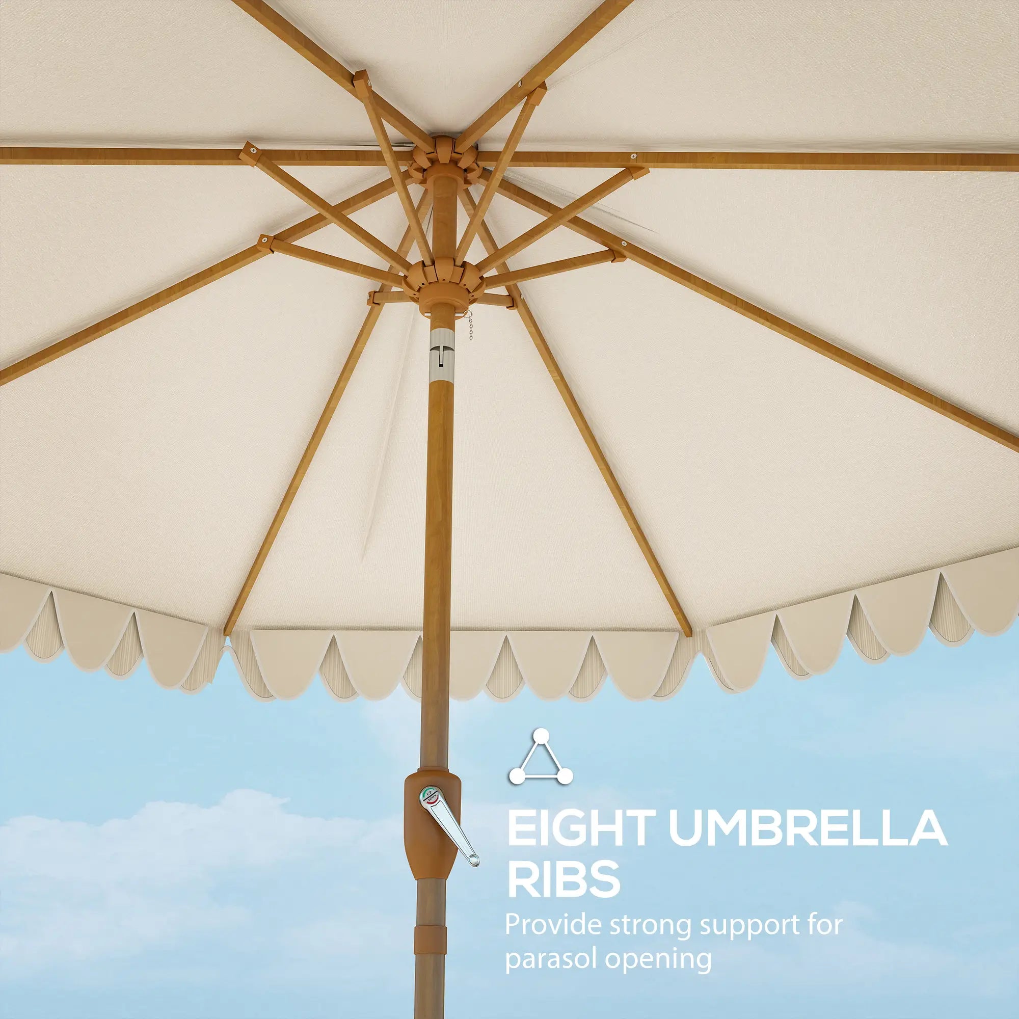 9 ft Outdoor Patio Umbrella, Push Button Tilt Crank, Cream White Sun Umbrellas at Gallery Canada