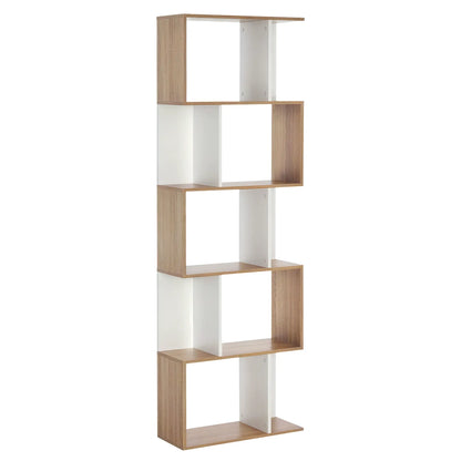 5-Tier Geometric Bookcase, Modern Room Divider, White Display Bookshelves White at Gallery Canada