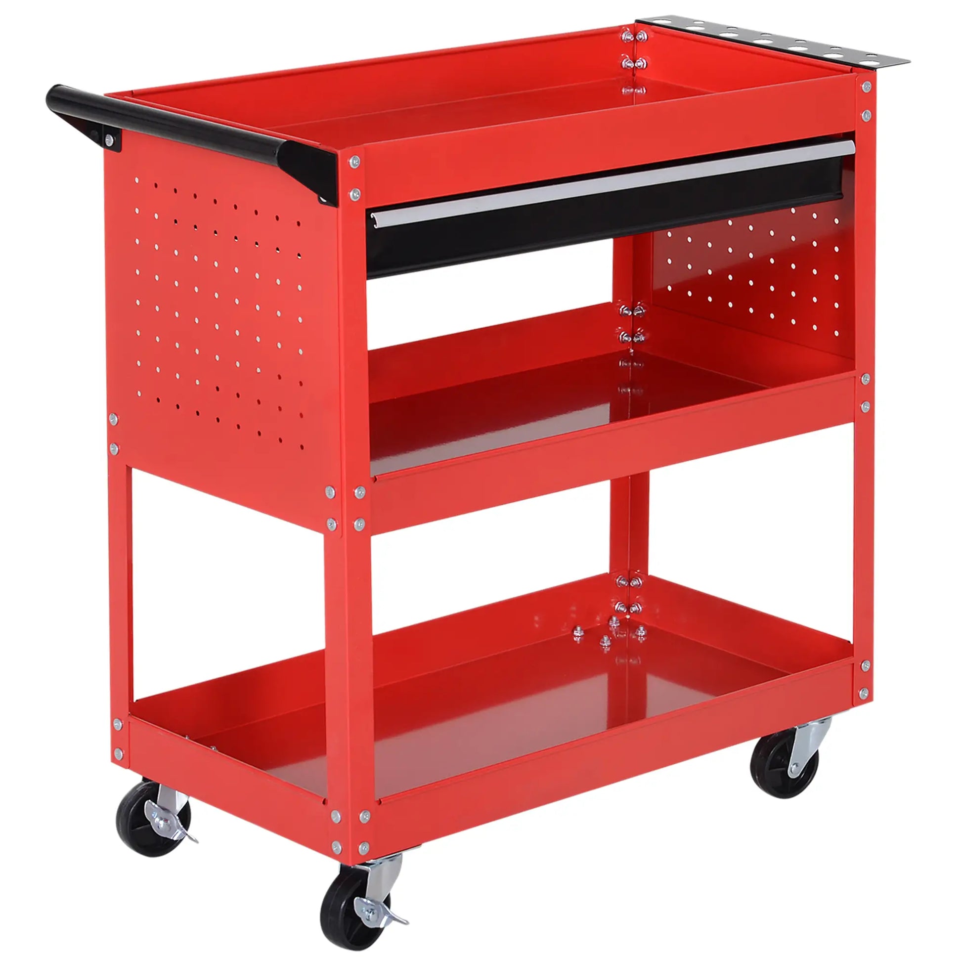 Tool Cart on Wheels, Ball Bearing Drawer, Storage Trays, Red Tool Organizers at Gallery Canada