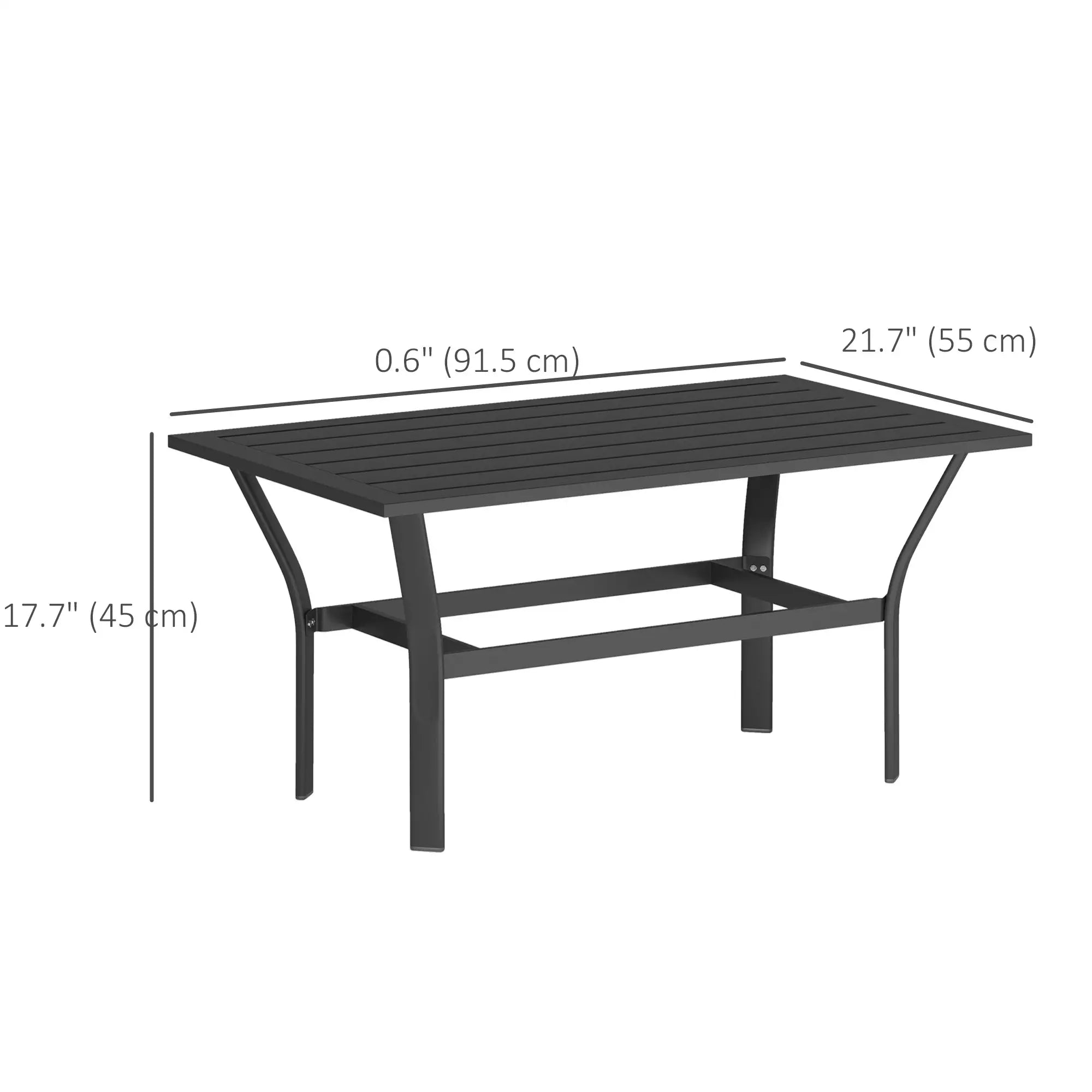 Outdoor Side Table, Slatted Tabletop, Metal Patio Coffee Table, Black Patio Side Tables at Gallery Canada
