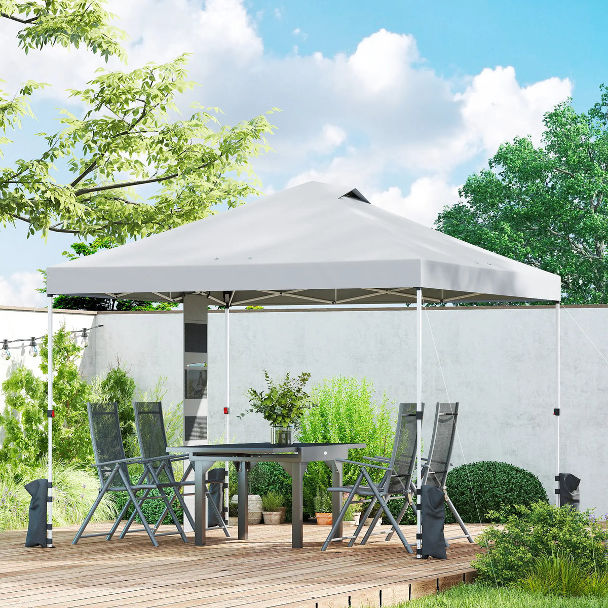 9.6 x 9.6 ft Pop Up Canopy Tent, UPF 50+, Sandbags, Wheeled Bag