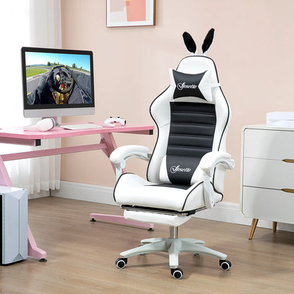 Racing Gamer Chair, PU Leather with Footrest, Headrest, Lumbar Support, Black Video Game Chairs at Gallery Canada