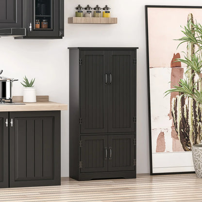48" 4-Door Storage Cabinet, Adjustable Shelves, Black Kitchen Pantry Cabinets at Gallery Canada