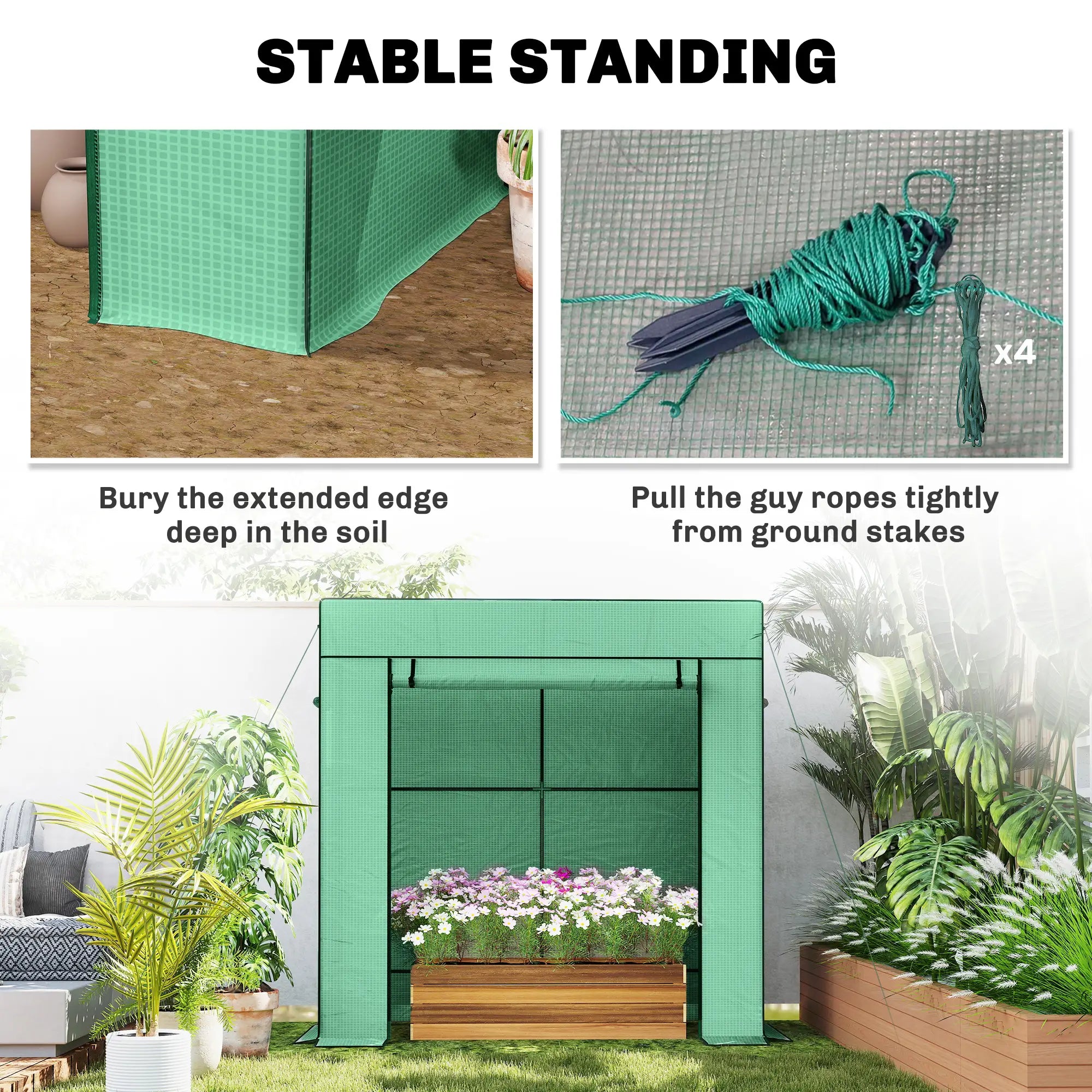 Walk-In Tomato Greenhouse, Reinforced PE Cover, Roll-Up Door, Mesh Windows, Green Greenhouses at Gallery Canada