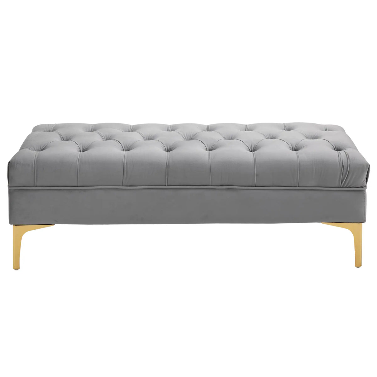 Upholstered End of Bed Bench with Button Tufted, Grey Storage Ottomans & Benches at Gallery Canada
