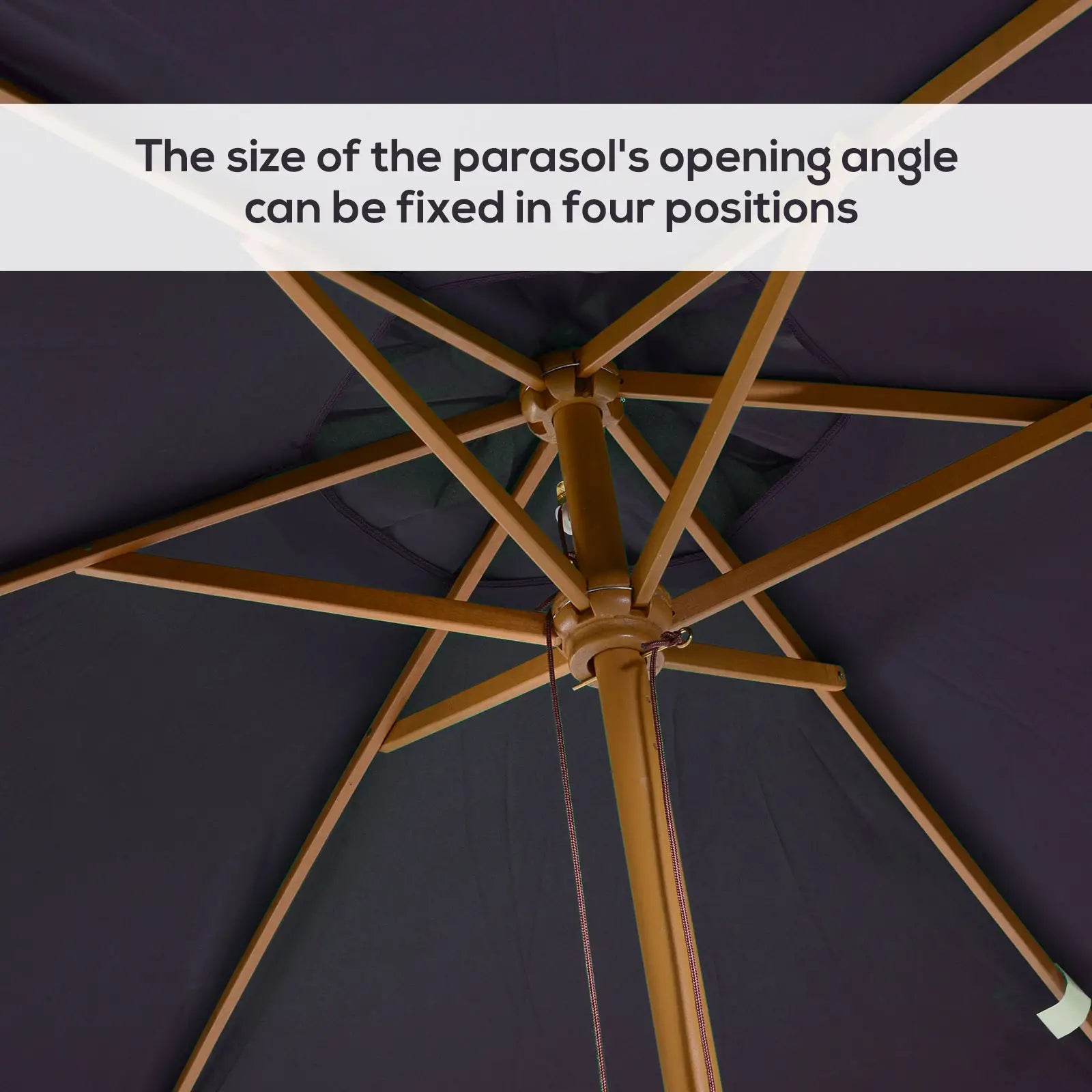 7' x 10' Wooden Patio Umbrella, Rectangle Garden Parasol, Outdoor Sunshade Canopy, Bamboo Ribs, Black Sun Umbrellas at Gallery Canada