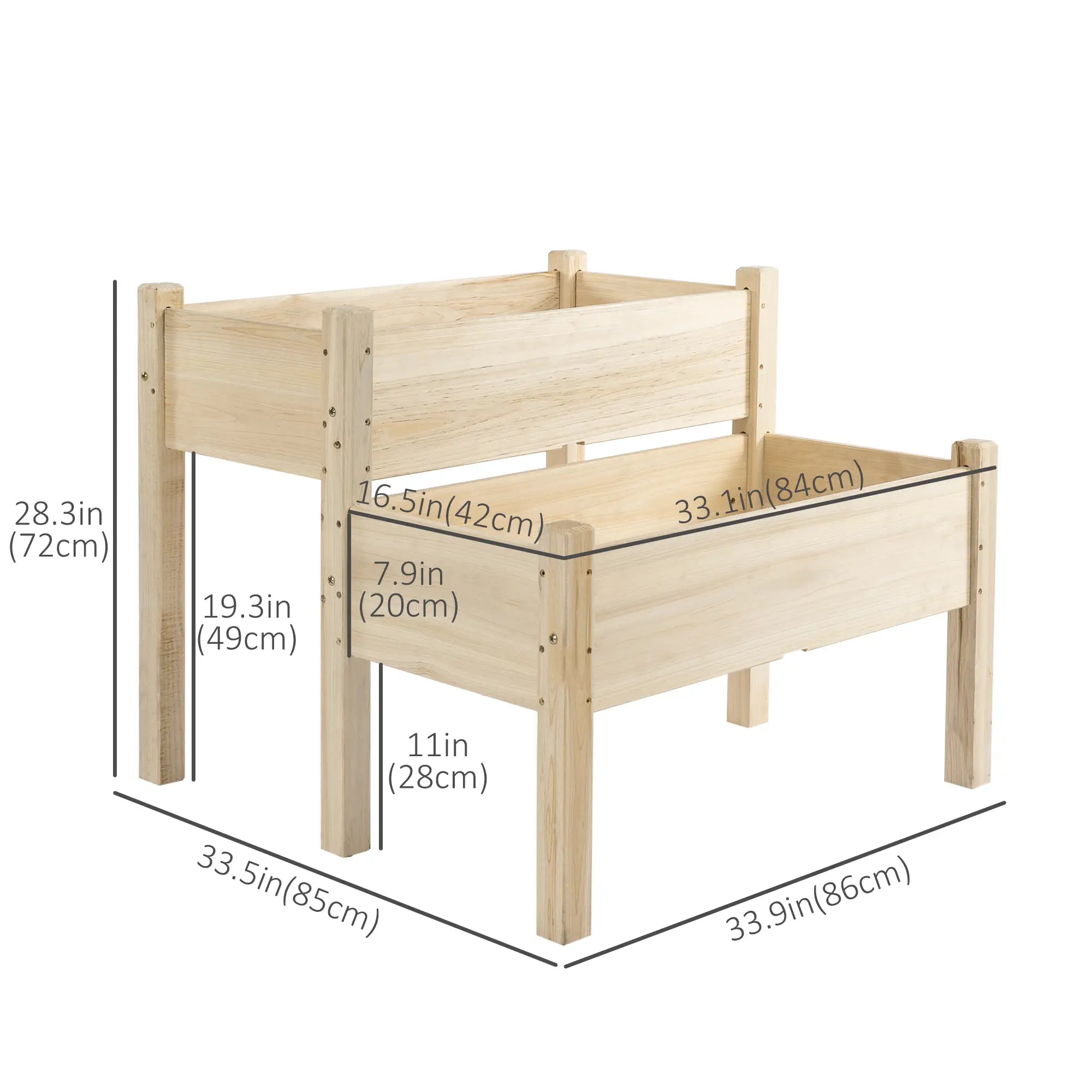34x34x28 2-Tier Raised Garden Bed, Wooden Planter Box for Vegetables, Herbs, Flowers Elevated Garden Beds at Gallery Canada