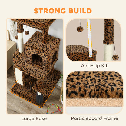 52 Inch Cat Tree With Scratching Posts, Bed, Condo