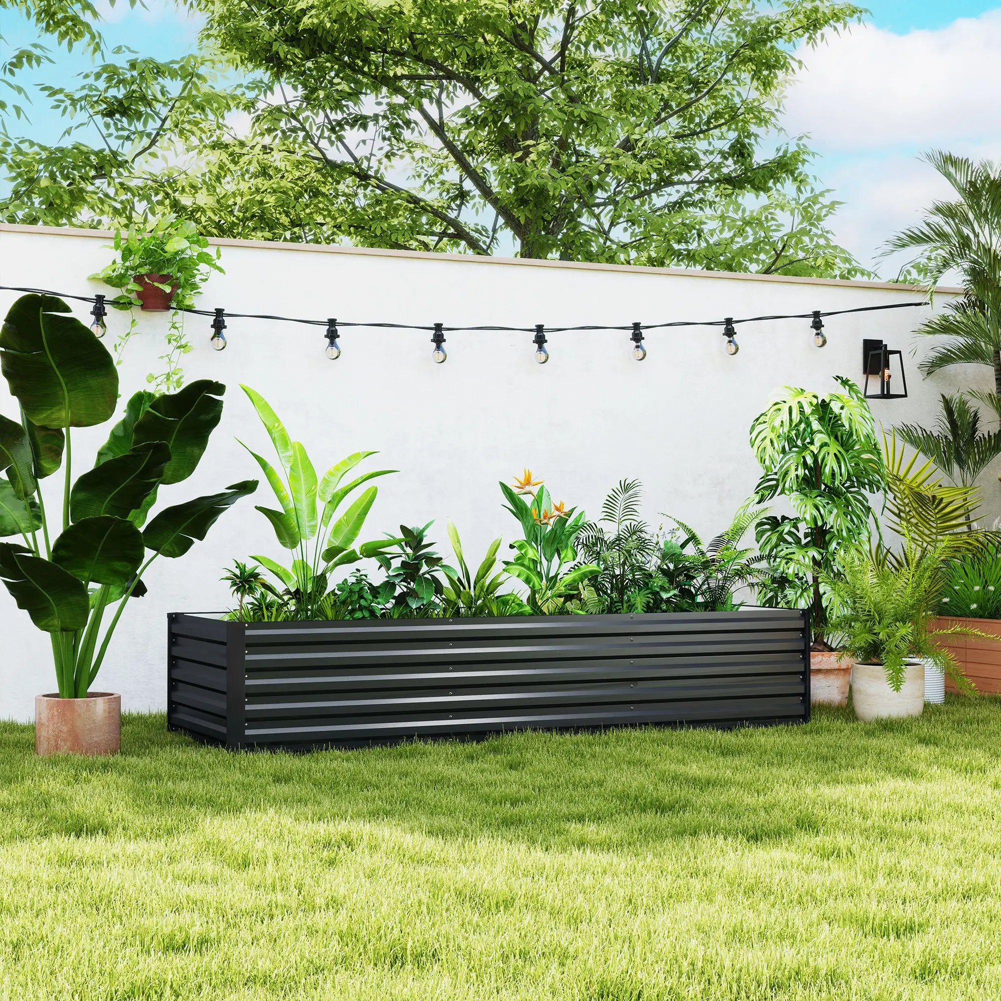 8x2.6x1.5ft Galvanized Raised Garden Bed, Outdoor Planter Box, Dark Grey Raised Garden Beds at Gallery Canada