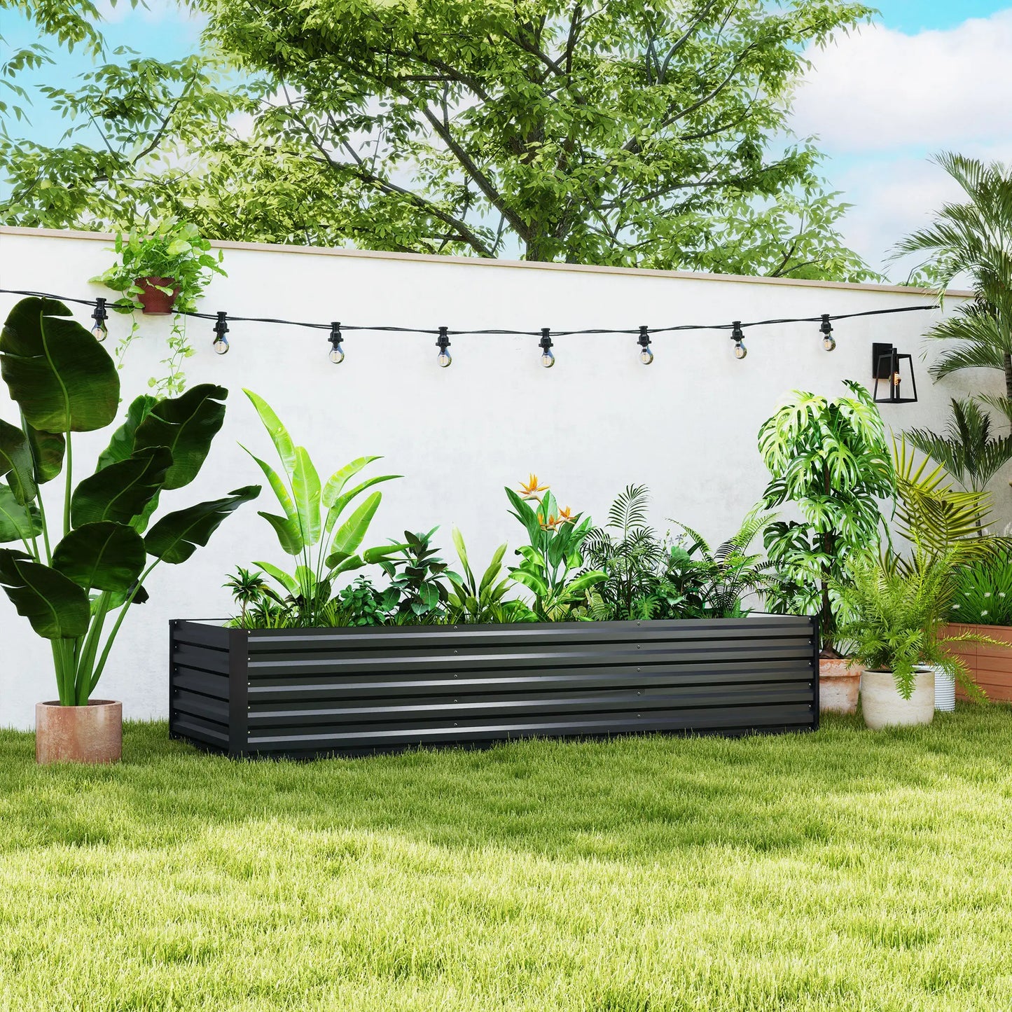 8x2.6x1.5ft Galvanized Raised Garden Bed, Outdoor Planter Box, Dark Grey Raised Garden Beds at Gallery Canada