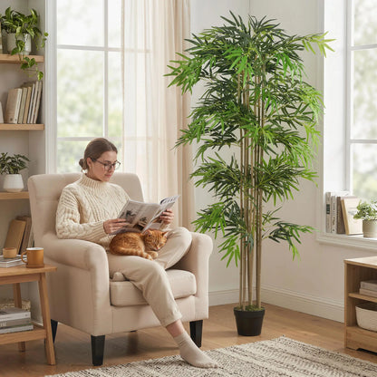 6FT Artificial Bamboo Tree, Fake Plant, 1530 Leaves, Green Artificial Trees at Gallery Canada
