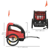 2 Seat Bike Trailer for Kids, Baby Stroller with Storage Bag, 5 Point Harness, Bicycle Trailer with 20" Wheels, Red Kids Bike Trailers at Gallery Canada
