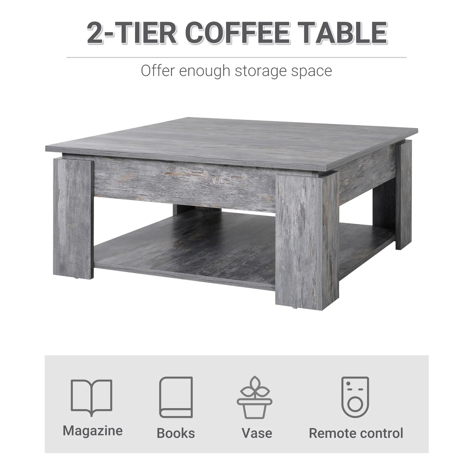 Modern Coffee Table with Storage, Square, Living Room, Grey Coffee Tables at Gallery Canada