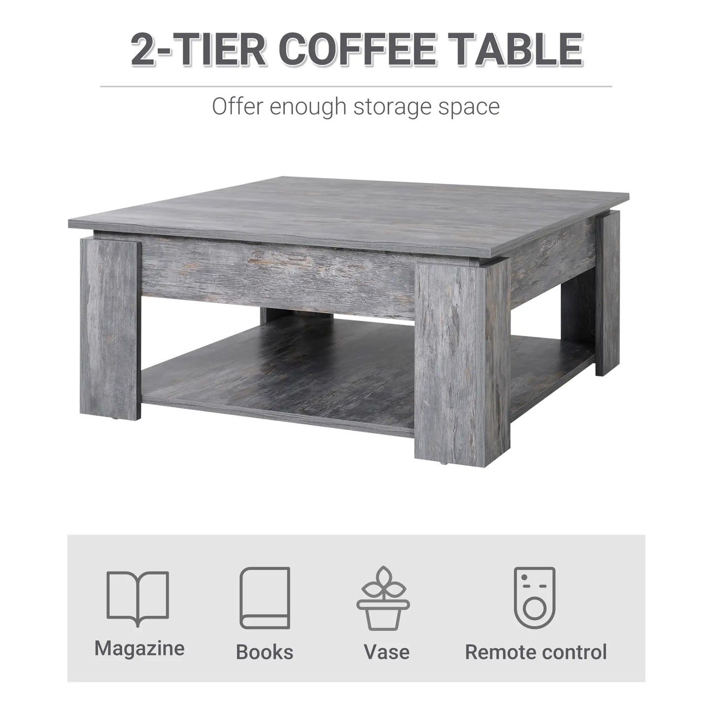 Modern Coffee Table with Storage, Square, Living Room, Grey Coffee Tables at Gallery Canada