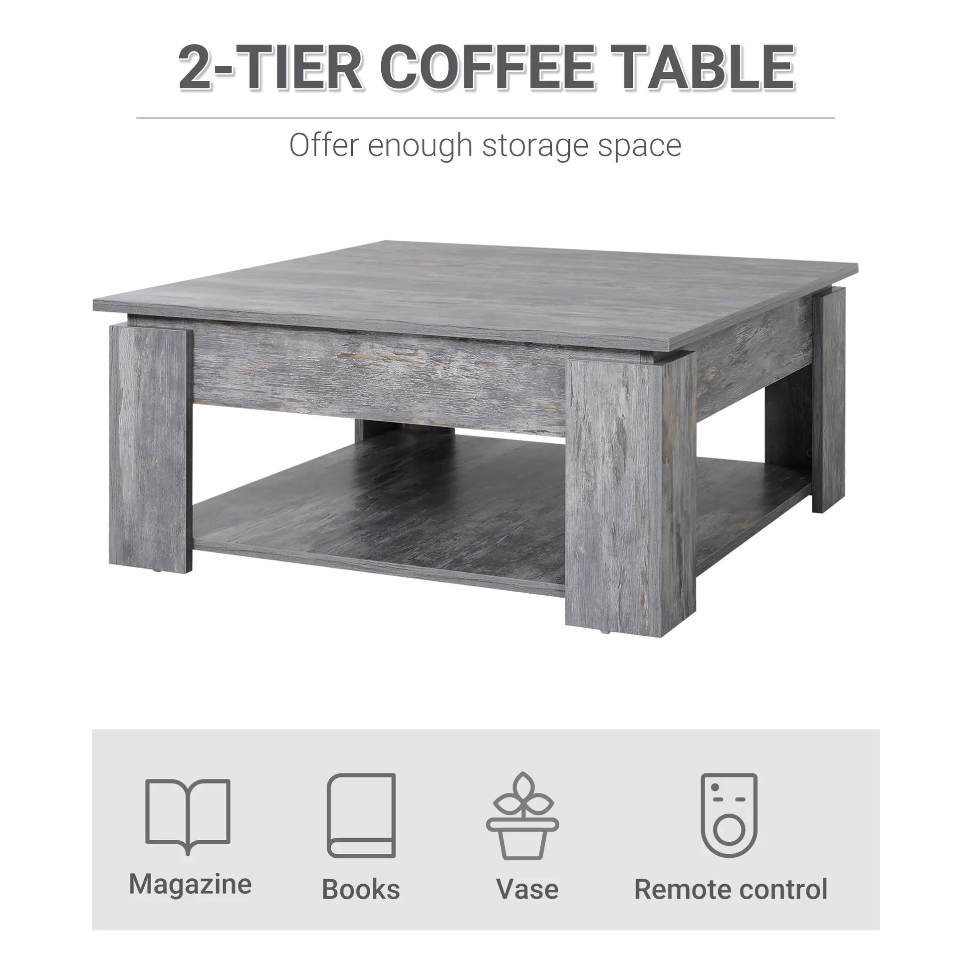 Modern Coffee Table with Storage, Square, Living Room, Grey Coffee Tables at Gallery Canada