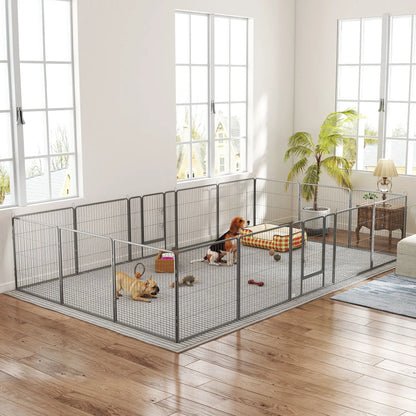 Heavy Duty Pet Playpen, 16 Panels Steel Dog Fence, 31.5" Height Houses, Kennels & Pens at Gallery Canada
