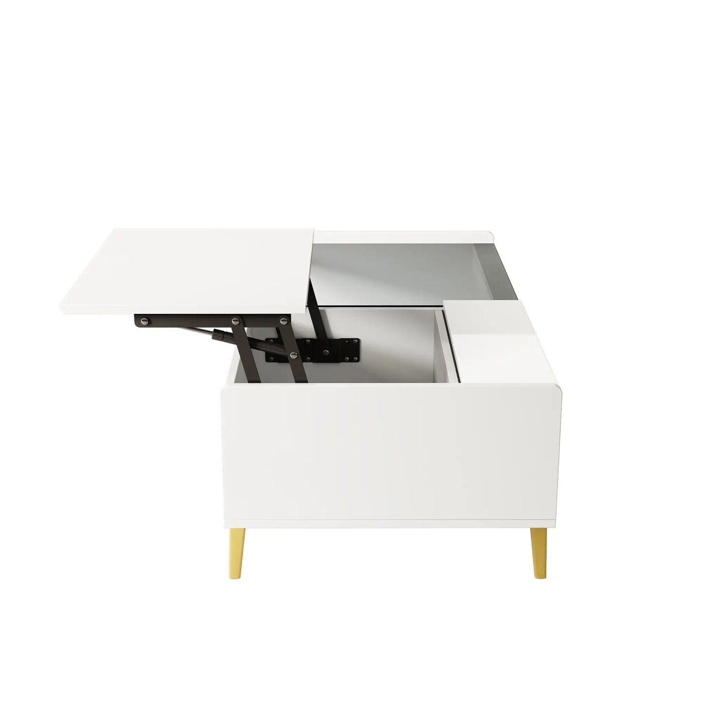 LED Coffee Table, Glass Top with Storage, 43.5" L x 21.5" W x 15.5" H, White Coffee Tables at Gallery Canada