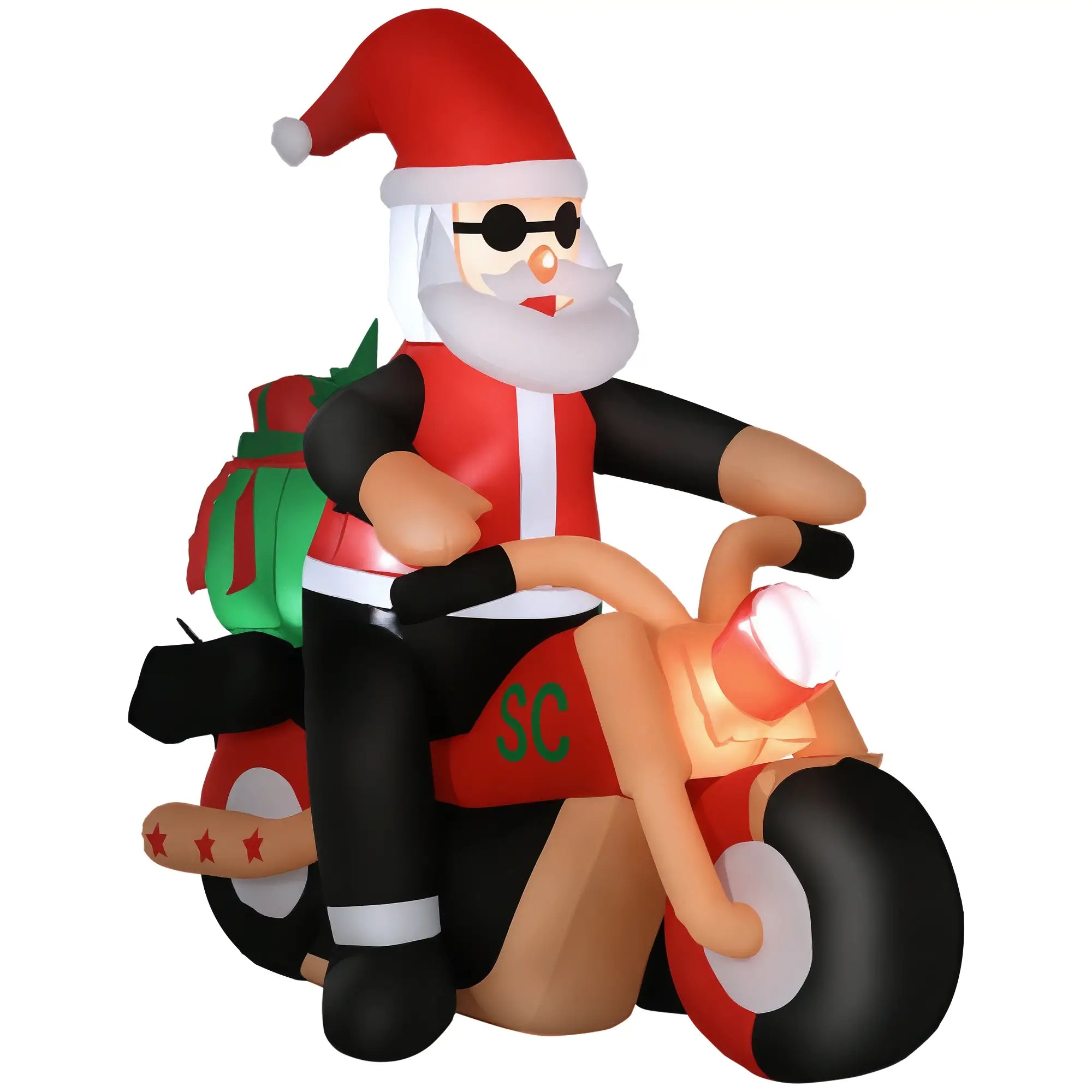 5.5' H Christmas Inflatable, LED Santa Claus Riding Motorcycle Christmas Inflatables White, Red, and Green at Gallery Canada