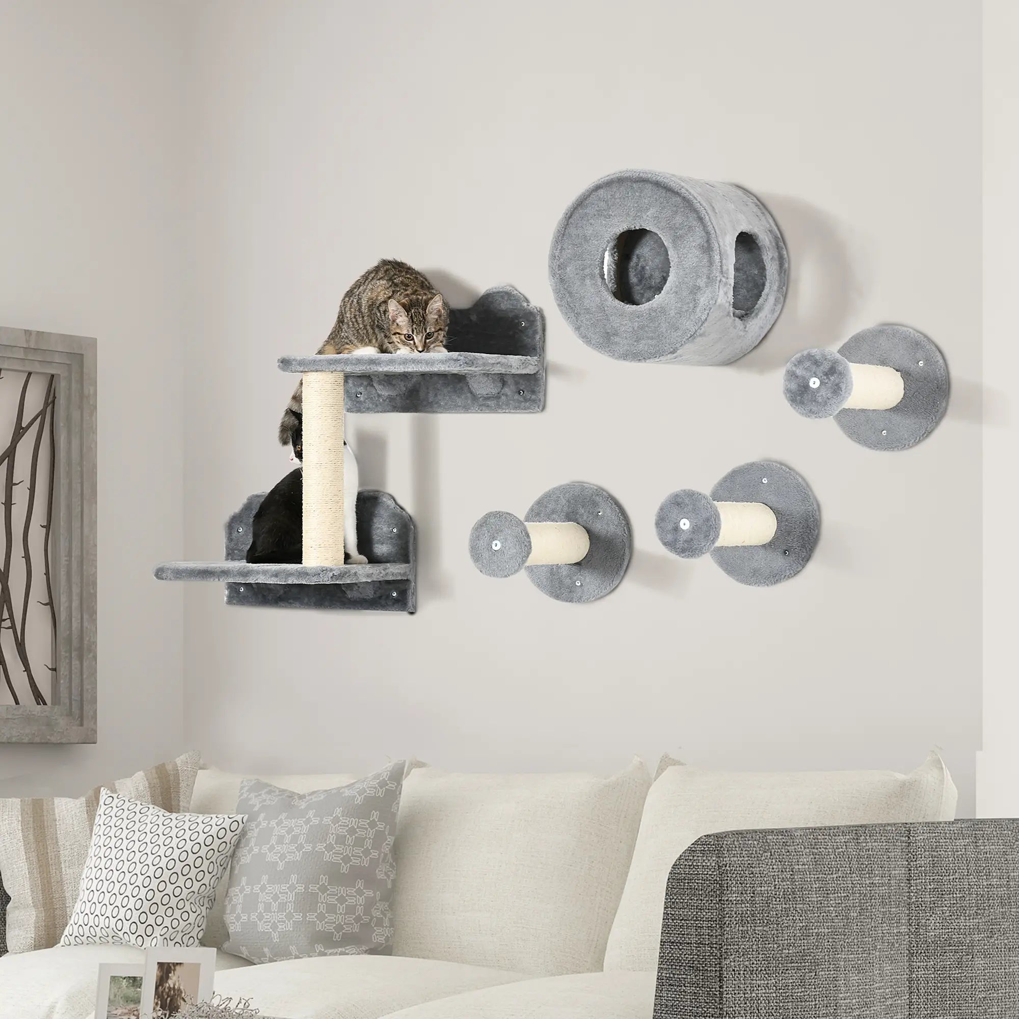 Wall-Mounted Pet Climbing Shelf Set, Grey Cat Climbing Wall at Gallery Canada