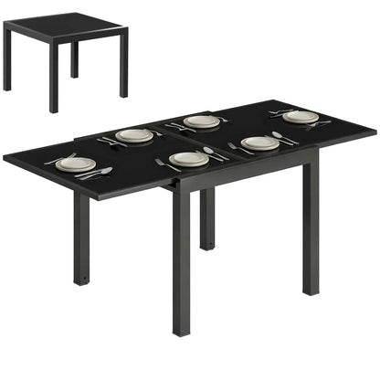 Aluminum Expandable Dining Table, Tempered Glass Tabletop, Black Patio Dining Tables at Gallery Canada