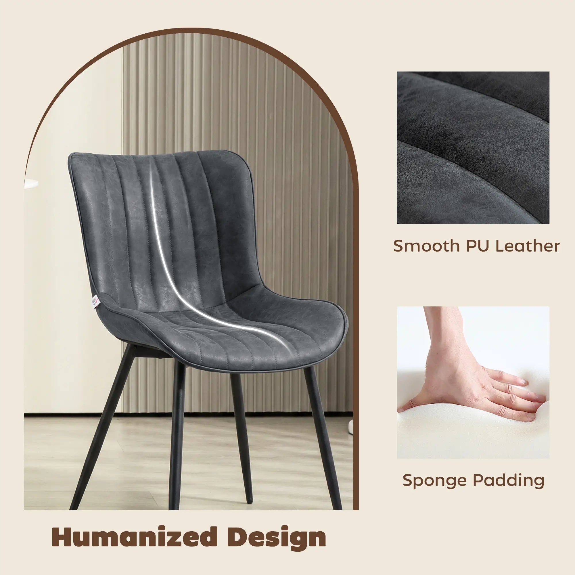 PU Leather Dining Chairs Set of 4, Steel Legs, Black Dining Chairs at Gallery Canada