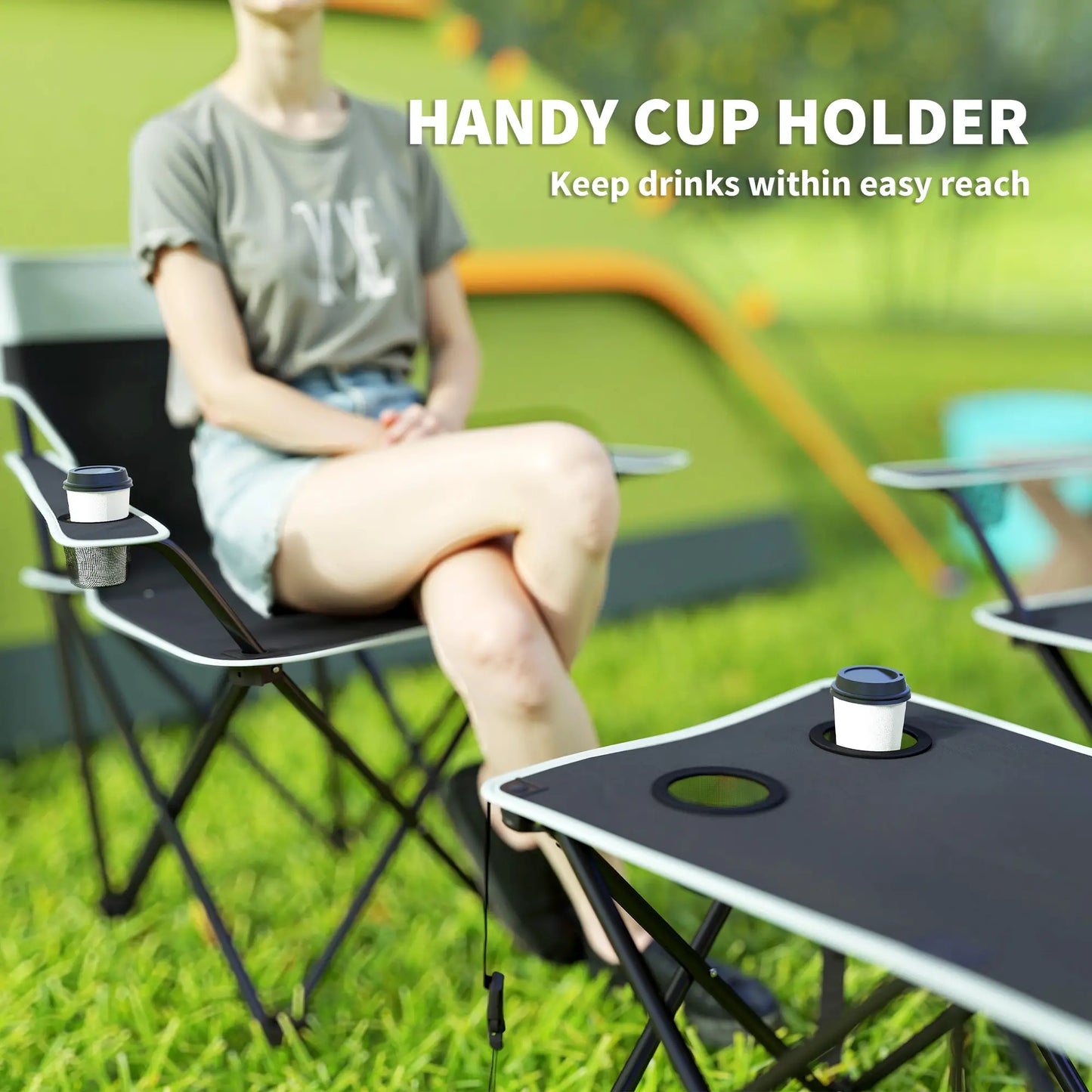 4 Piece Folding Camping Table and Chairs, Outdoor Set, Grey Picnic Tables & Camping Chairs at Gallery Canada