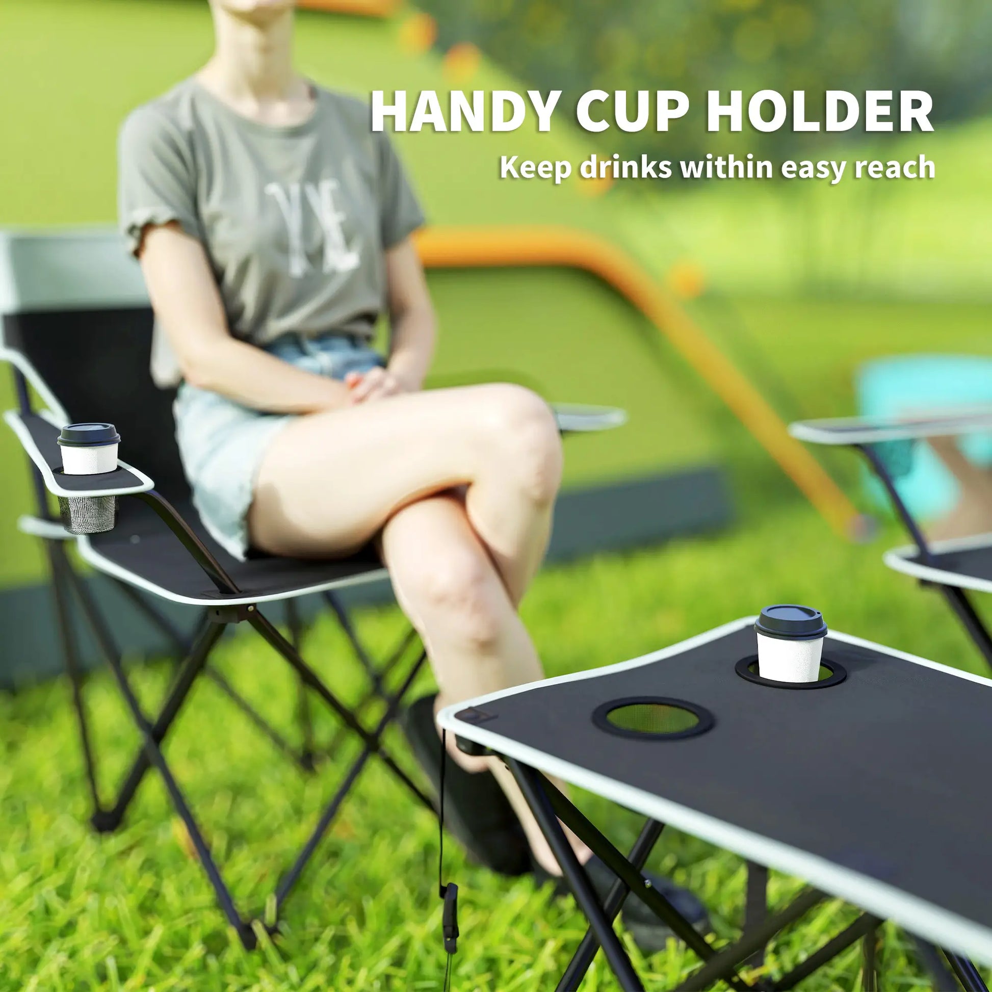 4 Piece Folding Camping Table and Chairs, Outdoor Set, Grey Picnic Tables & Camping Chairs at Gallery Canada