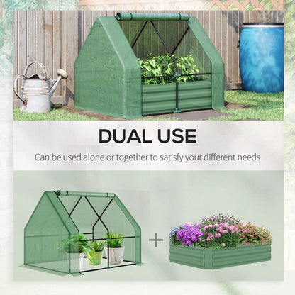 Steel Outdoor Raised Garden Bed, Greenhouse Cover, Roll Up Door, 50"x37.4"x36.2", Green Mini Greenhouses at Gallery Canada