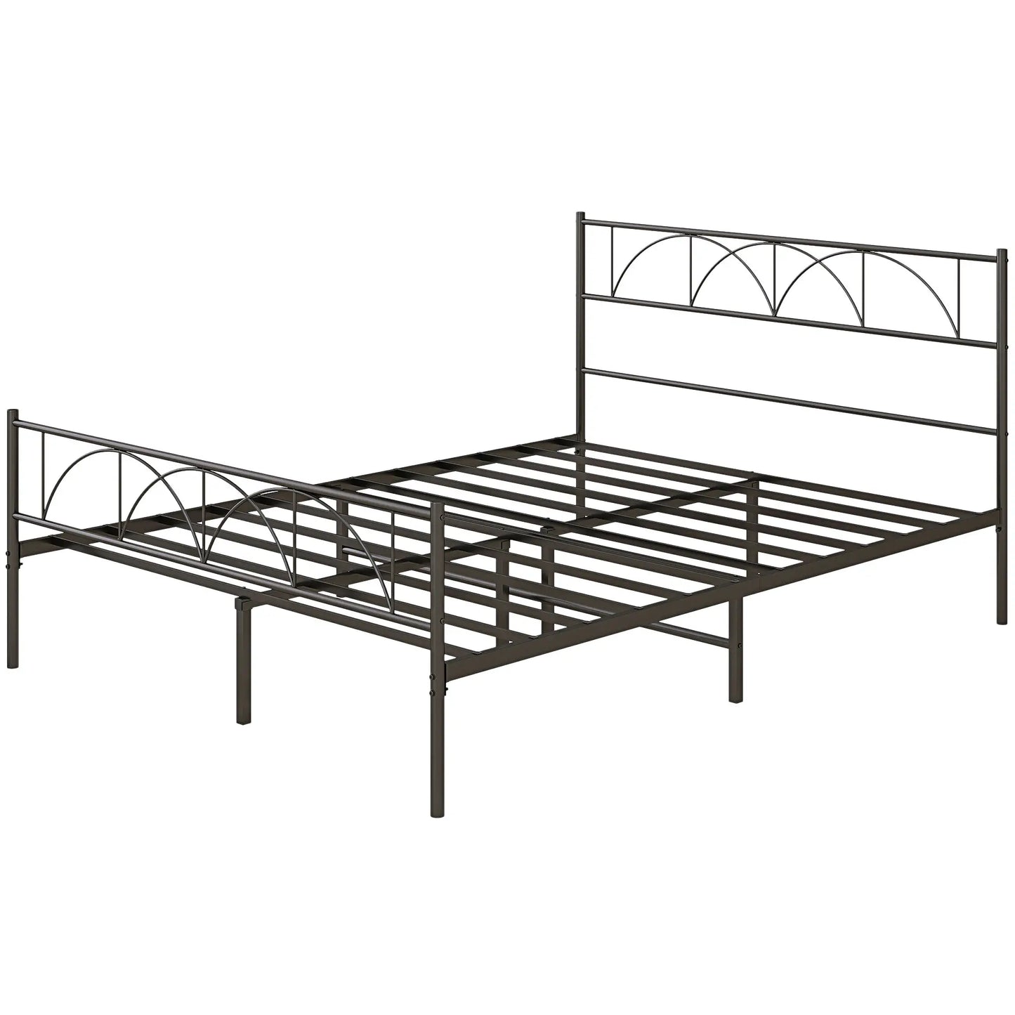Queen Metal Platform Bed Frame, Steel Slat Support, Underbed Storage Bed Frames Black at Gallery Canada