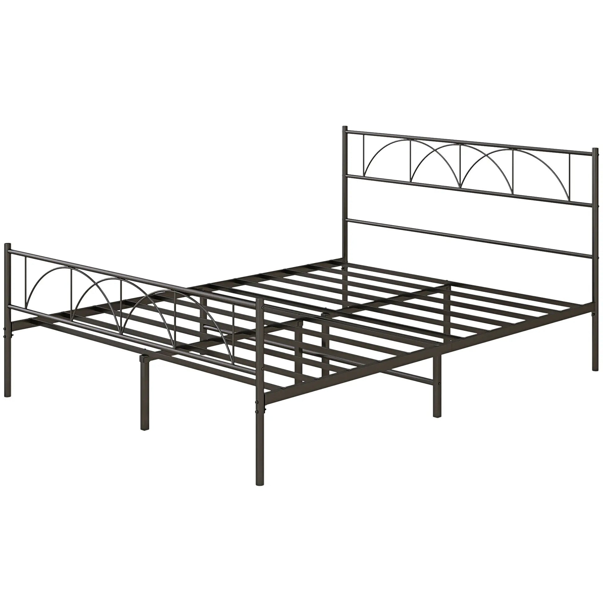 Queen Metal Platform Bed Frame, Steel Slat Support, Underbed Storage Bed Frames Black at Gallery Canada