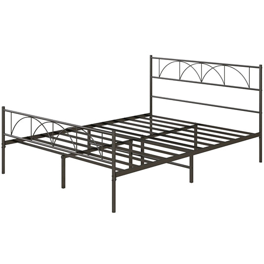 Queen Metal Platform Bed Frame, Steel Slat Support, Underbed Storage Bed Frames Black at Gallery Canada