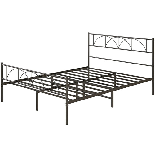 Queen Metal Platform Bed Frame, Steel Slat Support, Underbed Storage