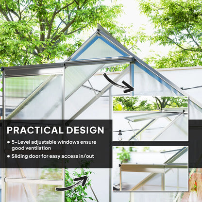 6' x 4' x 6.6' Walk-in Greenhouse, Polycarbonate, Adjustable Roof Vent Walk In Greenhouses at Gallery Canada