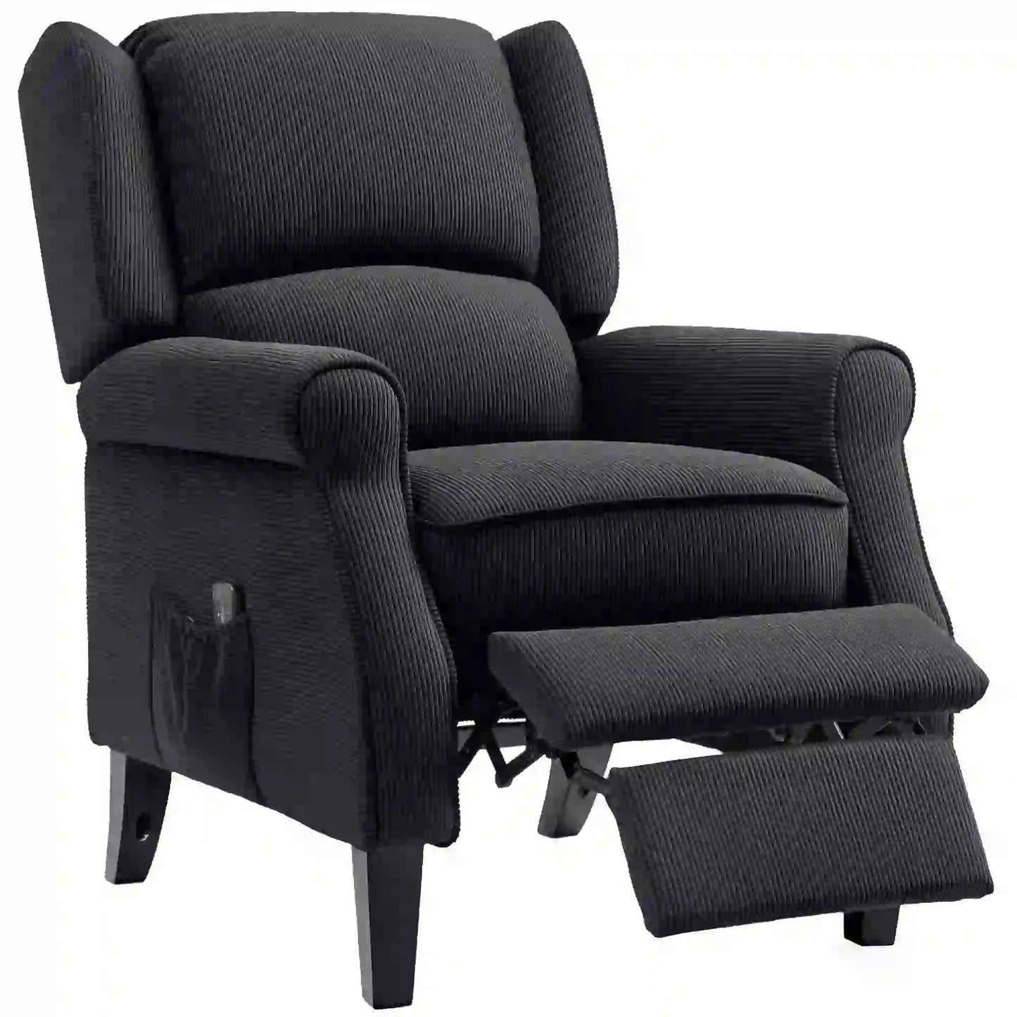 Push Back Recliner Chair, Vibration Massage, Extendable Footrest, Remote, Pocket, Black Sofas & Reclining Chairs Black at Gallery Canada