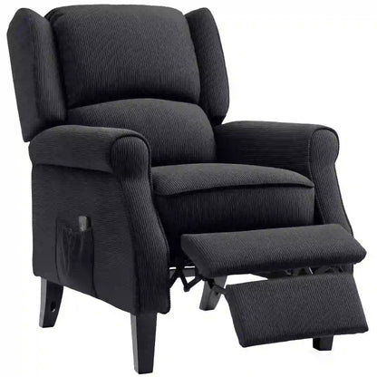 Push Back Recliner Chair, Vibration Massage, Extendable Footrest, Remote, Pocket, Black Sofas & Reclining Chairs Black at Gallery Canada