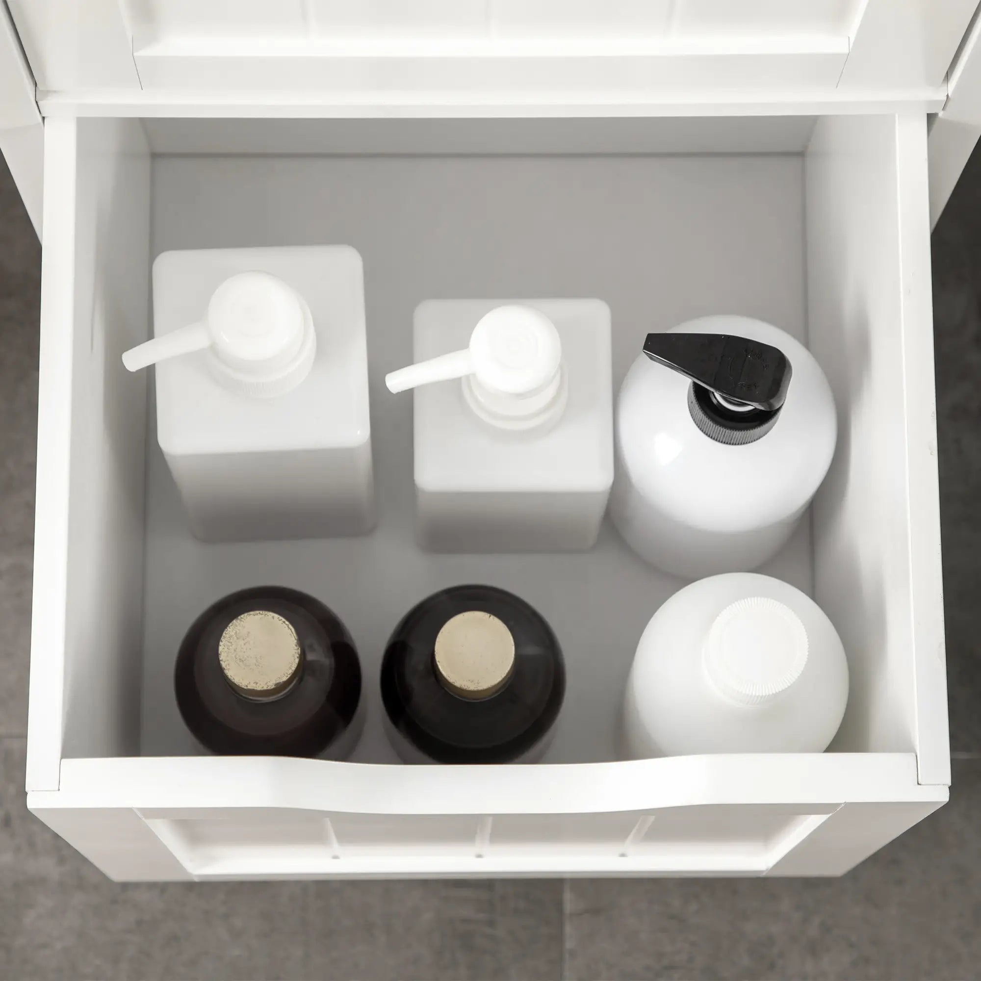Narrow Bathroom Cabinet, 3 Drawers, 2 Tier Shelf, Tall Cupboard, White Bathroom Cabinets at Gallery Canada