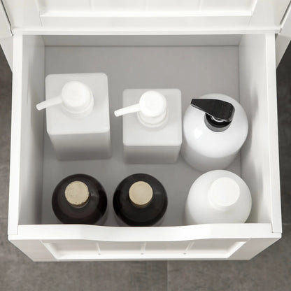 Narrow Bathroom Cabinet, 3 Drawers, 2 Tier Shelf, Tall Cupboard, White Bathroom Cabinets at Gallery Canada