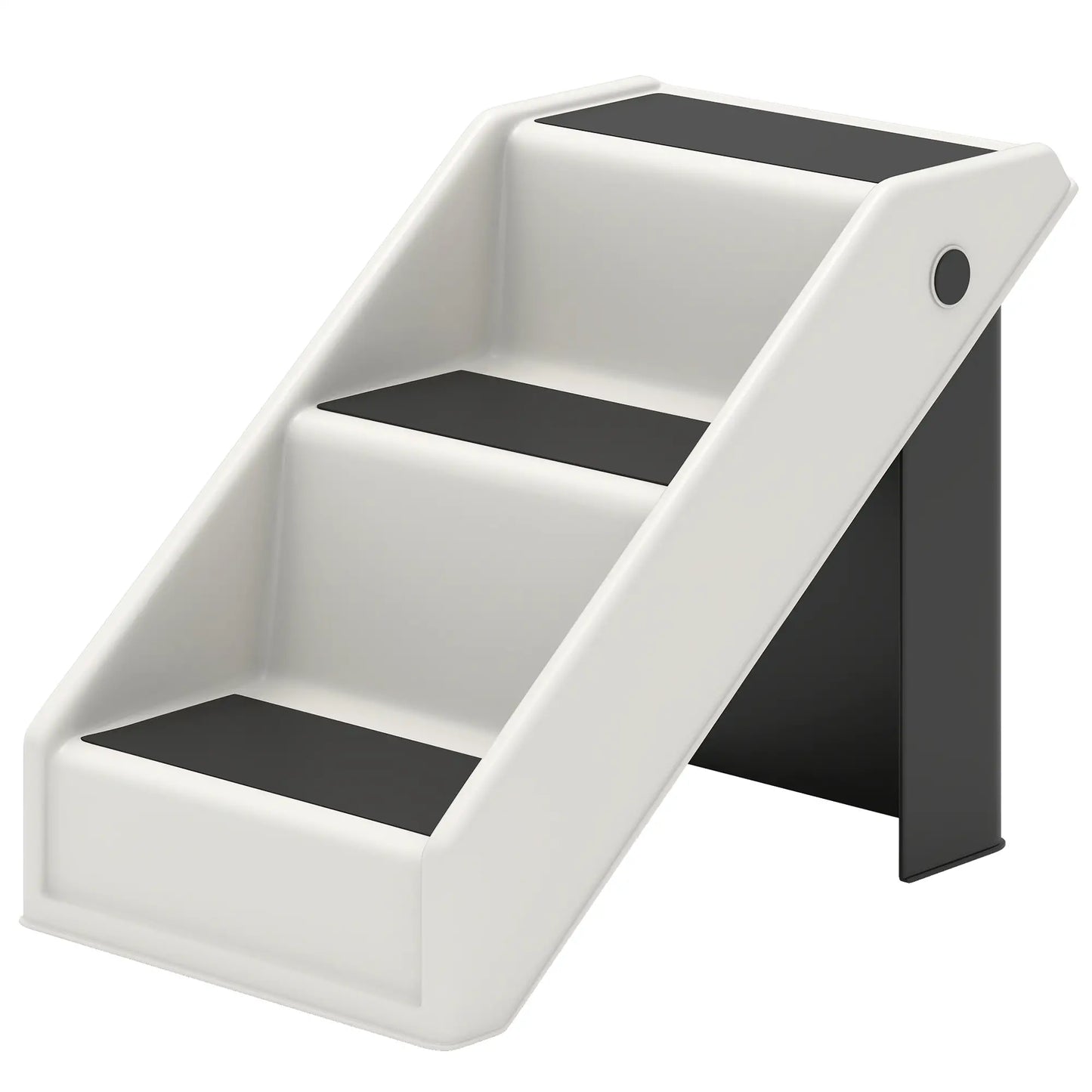 Dog Stairs, 14.5" H, Foldable Pet Ramp, 3 Non-Slip Steps Dog Stairs Cream White, Black at Gallery Canada