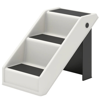 Dog Stairs, 14.5" H, Foldable Pet Ramp, 3 Non-Slip Steps Dog Stairs Cream White, Black at Gallery Canada