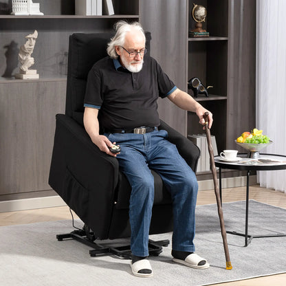 Power Lift Chair Recliner, Remote Control, Side Pockets, Black Sofas & Reclining Chairs at Gallery Canada