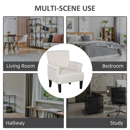 Fabric Accent Armchair, Modern Living Room Chair, Wood Legs, Cream White Accent Chairs at Gallery Canada