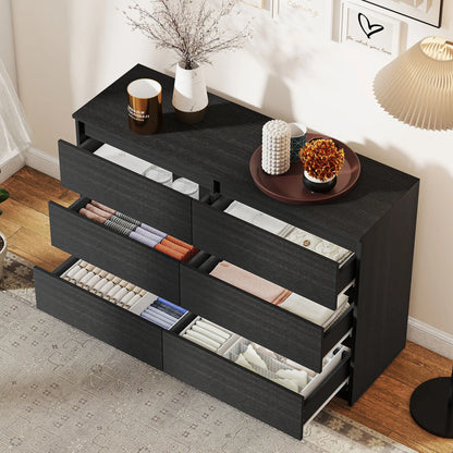 Wide 6 Drawer Dresser, Modern Clothes Storage Organizer, Black Storage Cabinets at Gallery Canada