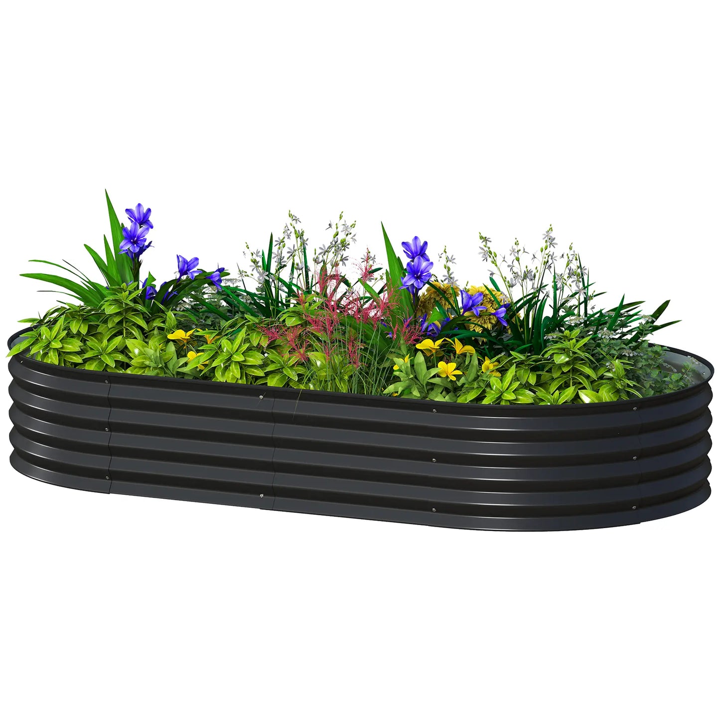 6' x 3' x 1' Galvanized Raised Garden Bed, Metal Plant Stake, Black Galvanized Planter Boxes Black at Gallery Canada